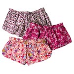Cotton lounge shorts in Paisley Abbey, Nouveau Bouquet and Newport Pond, Elizabeth Cotton.