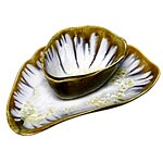 Hand-glazed ceramic 5" dessert bowl and 9" small plate, Alison Evans.