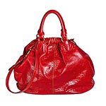 Leather bag in red with shoulder strap, Miu Miu.