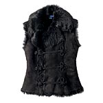 Black sude and faux-fur vest, Ralph Lauren Blue Label.