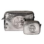 Lizard-print leather cosmetics bags in small and large, Tory Burch.