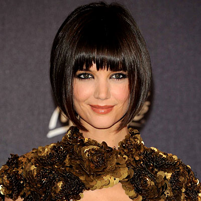 Katie Holmes flapper bob with wide fringe – beautiful bob hairstyle for 