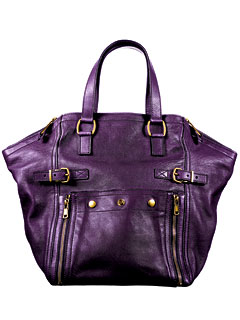 Buffalo leather Downtown tote in Viola, YSL, $1,595; ysl.com.