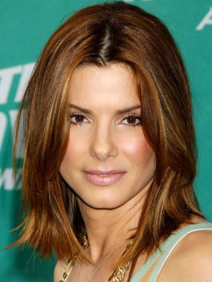 Celebrity Hair: Sandra Bullock Straight Hairstyles. Add volumizing mousse to 