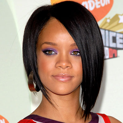 Celebrity short hairstyles Rihanna Rounded bob haircuts