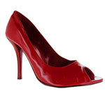 Peep-toe pumps with patent finish, GoJane.