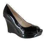 Patent leather peep-toe wedge, GoJane.