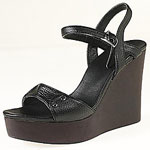 Wood wedge sandals, Newport News.