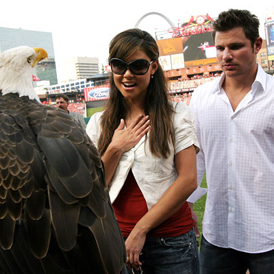 Nick Lachey, Vanessa Minnillo, St. Louis Cardinals vs. the Cincinnati Reds, St. Louis
