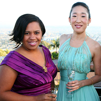 Chandra Wilson, Sandra Oh, Sandra Oh and Perrier-Jouet Fleur de Champagne Emmy nominee dinner
