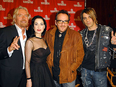 Richard Branson, Dita Von Teese, Elvis Costello, Criss Angel, Launch of Virgin Unite Canada, Toronto