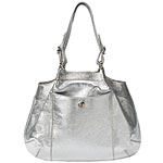 Metallic leather tote, Hogan.