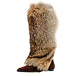 Coyote fur and suede boots, Oscar de la Renta.