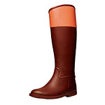 Chocolate and orange equestrian rubber wellies, Tamara Henriques.