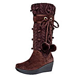 Suede and acrylic yarn knit boots, Report.