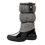 Patent leather and tweed boots, Sperry Top-Sider.