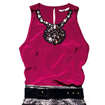 Jeweled silk top, Mint.
