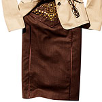 Wool skirt with metal studs and silk trim, Shanghai Tang.