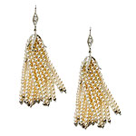 Earrings of platinum, pearls and diamonds, Cathy Waterman.