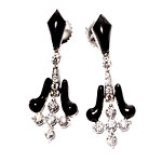 Earrings of diamonds and enamel in 18kt gold, Kwiat.