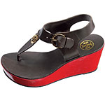 Leather wedge sandals, Tory Burch.