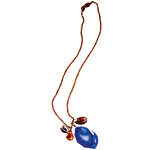 Druzy-quartz pendant with drops of gold vermeil, labradorite and freshwater pearl on gold-plated chain, A.V. Max.