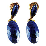 Earrings of 18kt gold, lapis and diamonds, Alberian and Aulde.