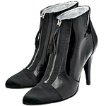 Satin and stretch patent leather ankle boot, Kenneth Cole.
