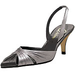 Satin evening slingback, Delman.