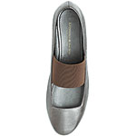 Leather banded flat with elastic strap, Donna Karan Collection.