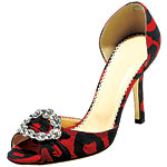 Silk faille and strass crystal peep-toe pump, Oscar de la Renta.