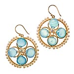 Vermeil earrings with pearls and Peruvian opals, Flying Lizard Designs.