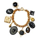 14kt-gold, jet, vulcanite and onyx bracelet, Charm.