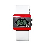 Metal and plastic watch with leather strap, Justsweet by Jennifer Lopez.