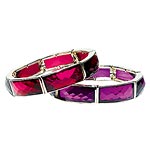 Silver-plated bangles with acrylic stones, Avenue.