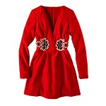Polyester dress with jeweled belt, Karta.