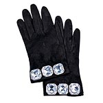 Suede gloves with austrian crystals and silk lining, Judith Leiber.