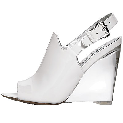 Patent leather and lucite shoes, Nine West.