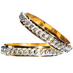 14kt-gold-plated brass bracelets with aluminum cable, Janna Conner.