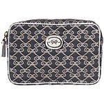 Leather-trimmed canvas box washbag case withnylon lining (H: 5", W: 8"), Anya Hindmarch.