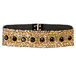 Sequined leather belt with glass stones, Alice + Olivia.