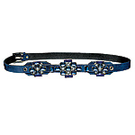 Leather belt with silver-plated buckle and Swarovski crystals, LK.