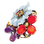 Ring of serpentine, carnelian and ruby, Iradj Moini.