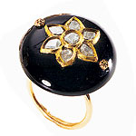 Onyx cabochon ring with diamonds set in 22kt gold, Emily and Ashley.