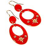 Carnelian cabochon earrings with 14kt gold and sapphires, Emily and Ashley.