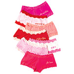 Seven ways to say I Love You Boy shorts in silk echo the sentiment in seven languages, Mary Green.