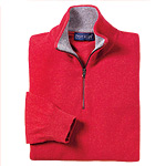 Red half-zip cashmere-merino wool sweater, Peter Elliot Blue.