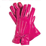Fuschia leather gloves with cashmere lining in sizes 6, 7 and 8 (also in olive green, chocolate brown or black), Justin Gregory.