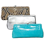 Framed clutch in python, silver and turquoise-glazed crocodile, Lambertson Truex.