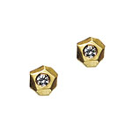18kt-carved-gold earrings with diamonds, Ron Hami.